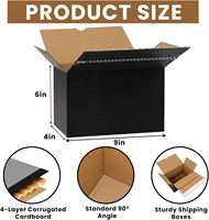 Boîtes d'expédition noires personnalisées, boîtes en carton ondulé auto-adhésives avec bande de fermeture éclair, boîtes d'expédition pour l'emballage commercial