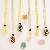 Collier en Filet Accesoires de Bijoux en Cristal de Pierre Naturelle Colorée, Pendentif Rétro en Filet Tressé avec Chaîne Cordon Ajustable