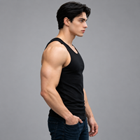 Tank Top Rajut Katun Abu-abu Ukuran Besar Pria Silky Smooth Plus Size, Bernapas, Ramah Lingkungan, Model Otot, Cocok untuk Crossfit dan Latihan Atletik
