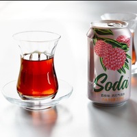 Ensemble de verres à thé turcs de luxe créatifs en forme de tulipe avec soucoupe ronde, écologiques, incassables, compatibles lave-vaisselle, 90 ml
