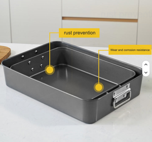 라자냐 팬 붙지 않는 케이크 베이킹 접시 스테인레스 스틸 손잡이와 깊은 로스팅 팬 - Product Image 2
