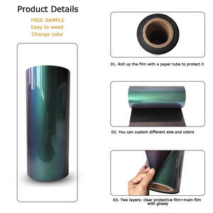 Vinilo Textil Termoadhesivo PU HTV Lavable, Grosor <span class=keywords><strong>de</strong></span> 0.1mm, Tamaño 61cm X 50m, Fácil <span class=keywords><strong>de</strong></span> Cortar, Muestra Gratis, <span class=keywords><strong>Película</strong></span> con Textura Camaleón - Product Image 3