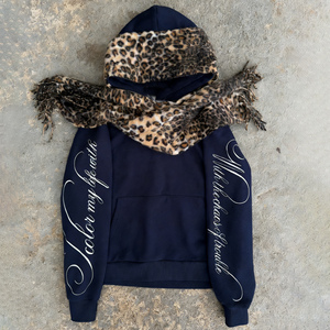 <span class=keywords><strong>Felpa</strong></span> con Cappuccio e Pullover da Uomo Personalizzata in Stile Streetwear con Stampa Leopardata, in French Terry, Modello Abaya con Doppio Cappuccio, Vestibilità Boxy e Taglio Corto - Product Image 3