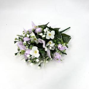 Prix d'usine 36 têtes 48cm Bush de fleurs artificielles funéraires de grande taille et Bush plat pour les événements de cimetière et commémoratifs - Product Image 3