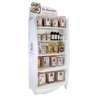 Étagère de présentation autoportante moderne et personnalisable en papier pliable à 5 niveaux, avec étagères en bois et surface de lamination mate, montage facile