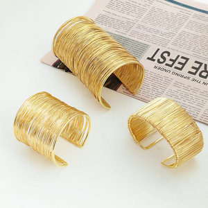 High Quality Wire Wrapped Metal Open <b>Bangle</b> European American Cross-border Statement Trendy Women Fashion Bracelet Jewelry - Product Image 1