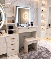 Ensemble coiffeuse et tabouret avec miroir et tiroirs de grande capacité pour chambre à coucher et usage domestique