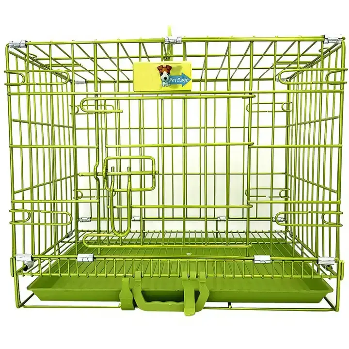 Pet Products revestimento anti-ferrugem para o Gold Color Folding Design Dog Crate Puppy Kennel com Pull Out Tray