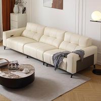 Echtes Leder Elektrisches Relaxsofa 3-Sitzer Eckgarnitur Minimalistisches Design mit Fernbedienung und Metallrahmen