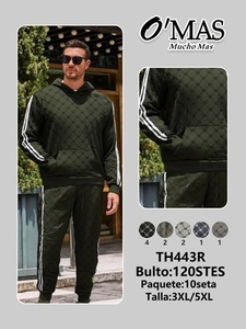 Tuta con Cappuccio da Uomo O'Mas, Stampa Geometrica Integrale, in Poliestere, Casual, per Autunno, Traspirante, Vestibilità Regolare con Tasche - Product Image 3