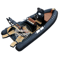 Bateau pneumatique semi-rigide de luxe en aluminium noir de 5,8 m (19 pieds) en PVC Hypalon, modèle 580, le plus vendu