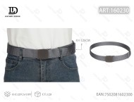 Cintura da uomo in tessuto a coste con fibbia in ferro, 4,0 cm x 125 cm, cinture in metallo grigio per abbigliamento casual - Product Image 1