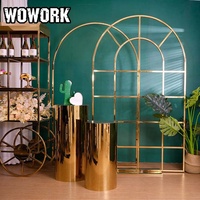 Fournitures de fête de scène WOWORK 2026, arche en maille métallique dorée pour la décoration de mariage