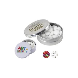 Lata de Dulces Promocional Click Clack 45 con Logotipo Personalizado para Uso de Marca y Marketing, Italia AL107, Etiqueta Blanca, Satinado, Forma Libre - Product Image 1