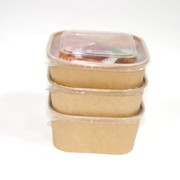 Boîte à lunch en papier kraft biodégradable à 100 %, fabriquée sur mesure, avec couvercle transparent en PP/PET pour l'emballage alimentaire, la cuisson et les plats à emporter