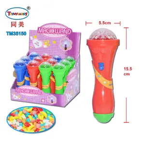 Hot selling cheap flash toy with candy China supplier of Shantou lighting projection stick toy for kids