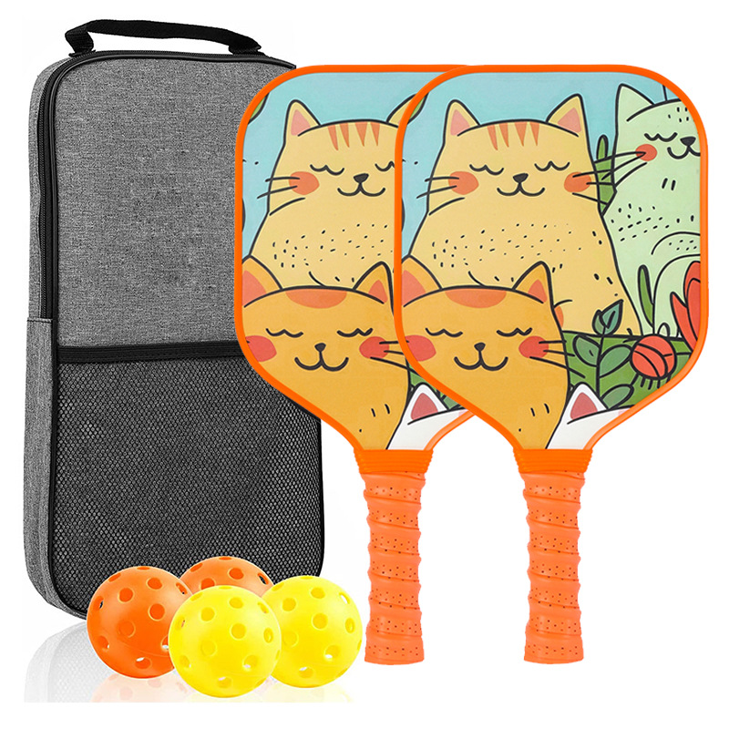 ไม้แร็กเก็ต 2 อัน, ลูกบอล 4 ลูก, กระเป๋าสีเทา 1 ใบ [Kids' RT-036]