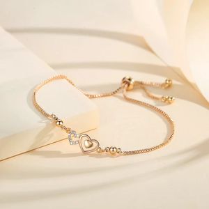 Modische Damen Herzförmige Push-Pull Schmuck Armbänder Valentinstag Vergoldete Kupfer Damenarmbänder - Product Image 3