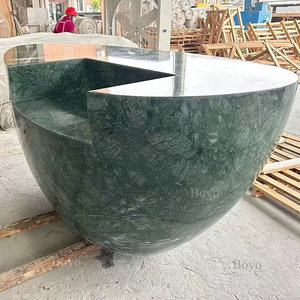 Hiện đại sang trọng thân thiện với môi đầy đủ rắn mờ màu xanh lá cây đá cẩm thạch Backlit bàn tiếp tân U hình dạng bảng truy cập đá khách sạn thương mại - Product Image 6