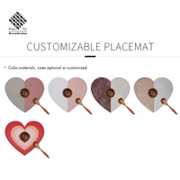 Meilleurs dessous-de-plat créatifs en vinyle en forme de cœur irrégulier, en cuir PVC personnalisé, pour table à manger