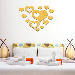 Autoadesivo della parete dello specchio 3d del cuore della decorazione domestica di combinazione libera di vendita calda all'ingrosso - Product Image 4