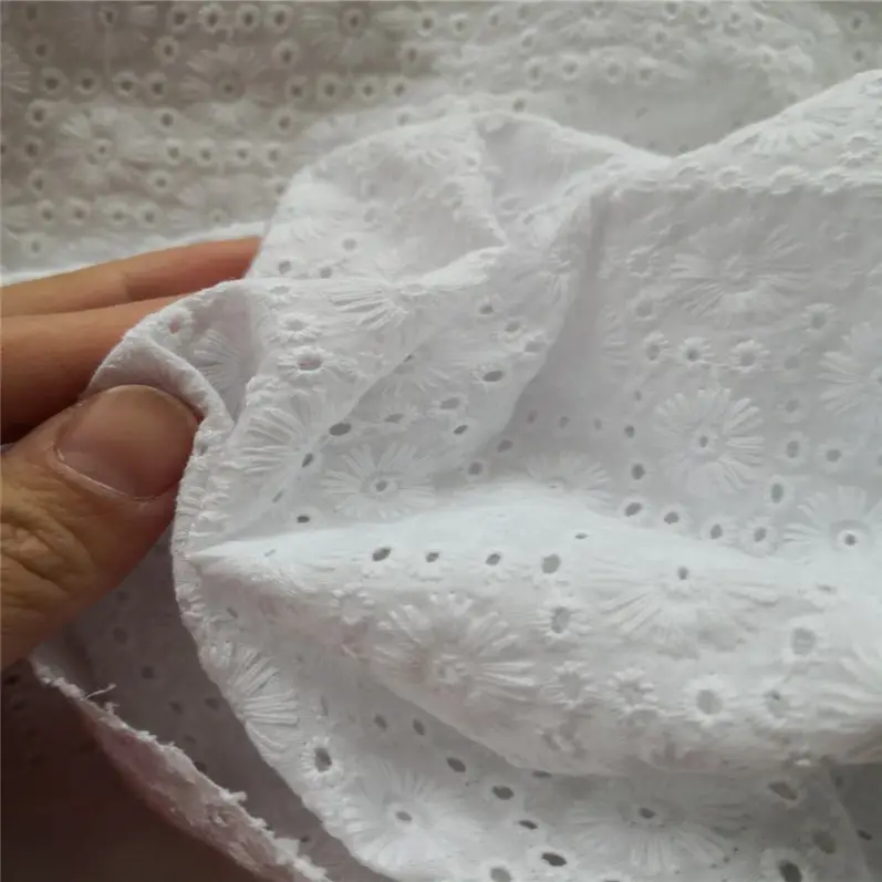 Поплин из органического хлопка с вышивкой и кружевом ищет женскую ткань для платья