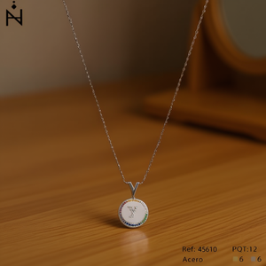 Collana con Ciondolo a Forma di Lettera Y con Diamante, Catena da 2 Cm in Acciaio, Tono Oro e Argento - Product Image 2