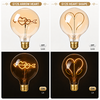 Vente flash - Ampoule à filament LED G125 LOVE HOME avec logo personnalisé, E26 E27 2W 4W, globe lumineux décoratif pour Noël, cadeau de fête, OEM