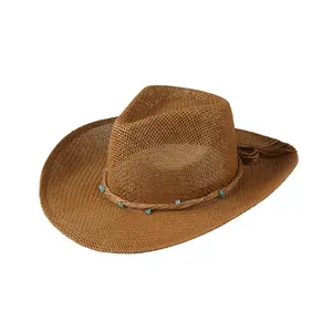 2020 fashion wholesale men sombrero baquero vacasiones knitted straw western cowboy hat