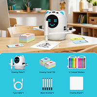 Robot de dessin et de peinture intelligent pour enfants avec 100 cartes, 5 thèmes, lumières et sons - Machine d'apprentissage éducative pour les 5-13 ans