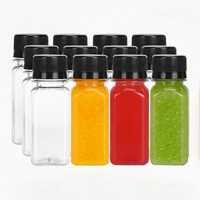 Bouteilles vides personnalisables avec logo pour shots bien-être 60 ml – Idéales pour jus, sauces et lait – Mini contenants carrés 60 ml pour booster l'immunité
