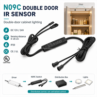 Interrupteur à capteur pour armoire à double porte 12V 24V Série N encastré 8mm Contrôle automatique de la lumière LED pour garde-manger et armoire haute N09C-22