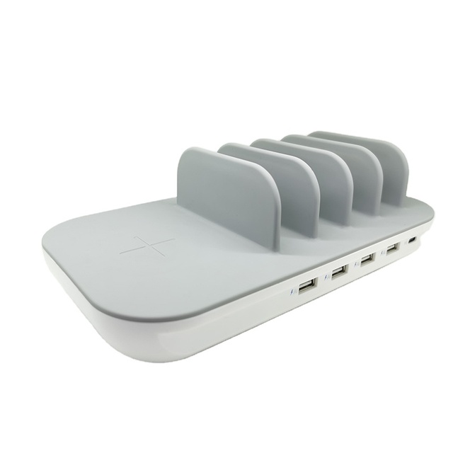 High-quality 60W Multi Ports with Type C PD3.0 Wireless Desktop Charging Station for Mobilephone Tablet Home Use