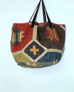 Bolso Tote Indio Geométrico Hecho a Mano, Precio al por Mayor, para Mujer, de Algodón Grueso, con Correa de Cuero, Estilo Vintage, Bolso de Hombro Tipo Clutch - Product Image 2