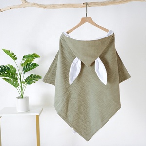Asciugamano con Cappuccio in Mussola di <span class=keywords><strong>Cotone</strong></span> 100% Biologico, Grazioso Asciugamano da Bagno per Neonati, <span class=keywords><strong>Accappatoio</strong></span> per Bambini - Product Image 4
