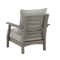 Fauteuil de jardin moderne en HDPE résistant aux intempéries, gris, anti-décoloration, avec coussin amovible pour terrasse et véranda