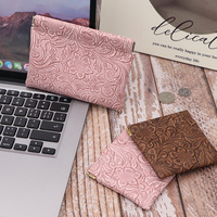 Porte-monnaie miniature en PU à motif floral embossé vintage, fermeture à ressort, étui pour écouteurs, pochette à bijoux