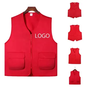 Wholesale Cheapest Fashion Supermarket Uniform Custom Logo Print Designs Shop Volunteer Express Work Vest