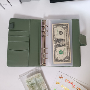 Xu hướng mới 20 màu sắc PU da 6 vòng lá lỏng lẻo chương trình nghị sự máy tính xách tay vỏ bìa A6 Ngân Sách tổ chức kết cấu tiền tiết kiệm chất kết dính - Product Image 4