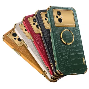 For Xiaomi POCO M5 4G M4 Pro M3 X4 X3 F4 F3 GT Coque ShockProof Plating Holder Back Cover Luxury Crocodile Leather Phone Case