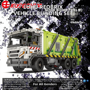 Set di Costruzioni 4 Veicoli per Riciclo Rifiuti in Plastica Verde, Modellino di Camion Telecomandato OEM, Camion della Spazzatura RC - Product Image 2