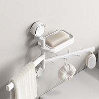 Support mural rotatif multi-couches sans perçage à ventouse, résistant à la rouille, multifonctionnel, pour savon et rangement, avec trous de drainage