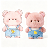 Ours en peluche super doux et moelleux, adorable et mignon, avec salopette de canard, adorable animal en peluche