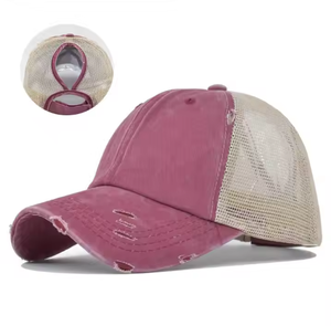 2025 nueva tendencia sombrero de camión de alta calidad malla transpirable deportivo Dobby lavado sombrero de algodón - Product Image 1