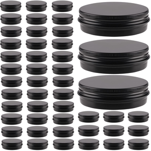 Various Sizes Black Round Aluminum Cosmetic Containers Aluminum Jars with Screw Lid Metal Empty Aluminum <b>Tins</b> <b>Storage</b> Travel <b>Tin</b> - Product Image 1