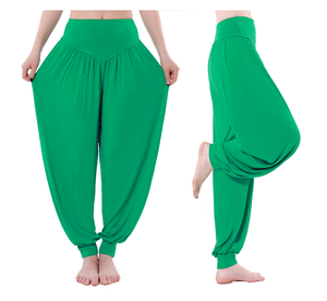 I-0458 Soft Yoga Sports Dance Pants Stretchy Loose Harem <b>Trousers</b> Solid Casual Modal Cotton <b>Lady</b> Pants - Product Image 1