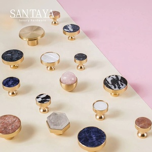 Santaya Brushed Brass Handles Kitchen Cabinet Pulls Bedroom Wardrobe Drawer <strong>Knobs</strong> Furniture Crystal Handle - Product Image 1