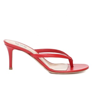 Sandali <span class=keywords><strong>infradito</strong></span> <span class=keywords><strong>con</strong></span> <span class=keywords><strong>tacco</strong></span> alto da donna in similpelle rossa, eleganti per l'estate - Product Image 2