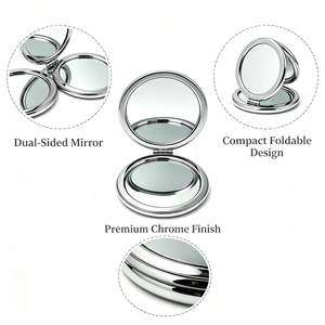 Wholesale Portable Round Folding Double Sided Makeup <b>Mirror</b> <b>Pocket</b> Compact <b>Mirror</b> for Travel - Product Image 2