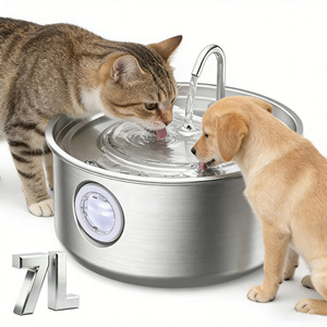 Fontaine à eau pour animaux de compagnie en acier inoxydable 7L Distributeur d'eau automatique pour chiens et chats - Product Image 1